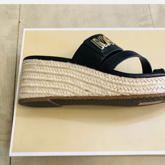 Michael Kors Sidney Espadrille Wedge Sandals Black Size US 7.5 M - Picture 10 of 12